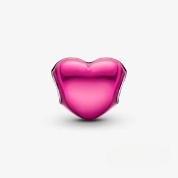 New Pandora Metallic Pink Heart Charm - Picture 2 of 4